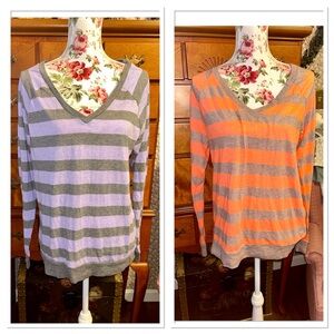 RARE VS Pink Striped Raglan Tops
